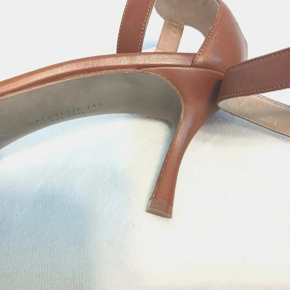 LAFAYETTE 148 Lula Ankle Strap Sandal Heels Brown‎ Sz 41 Luxury Glam retail $450
